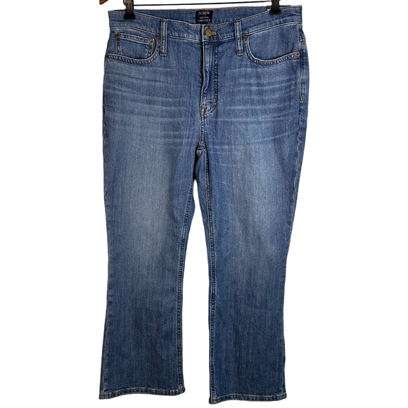 NWT J Crew W30 Petite flare crop mid-rise jean in all-day stretch medium wash - Picture 1 of 8